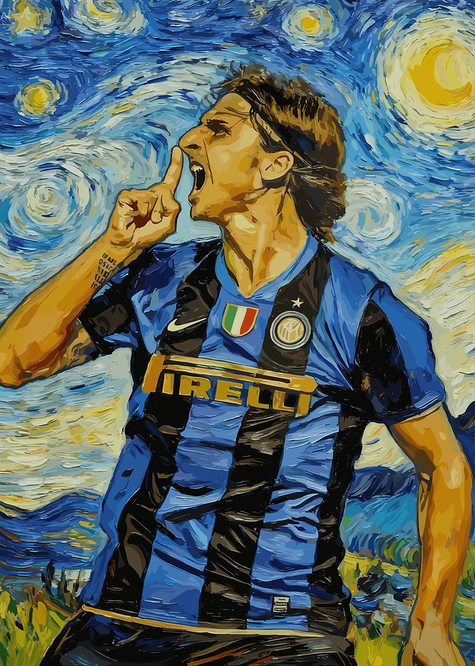 Footballer in Starry Night Style