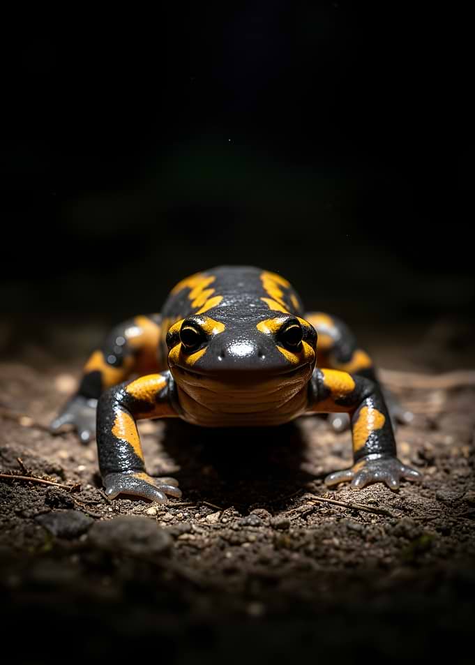 Fire Salamander on Forest Floor