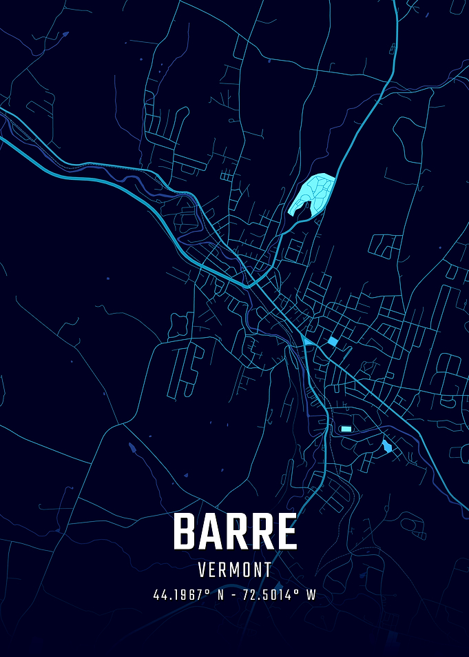 Barre Vermont Midnight City Map