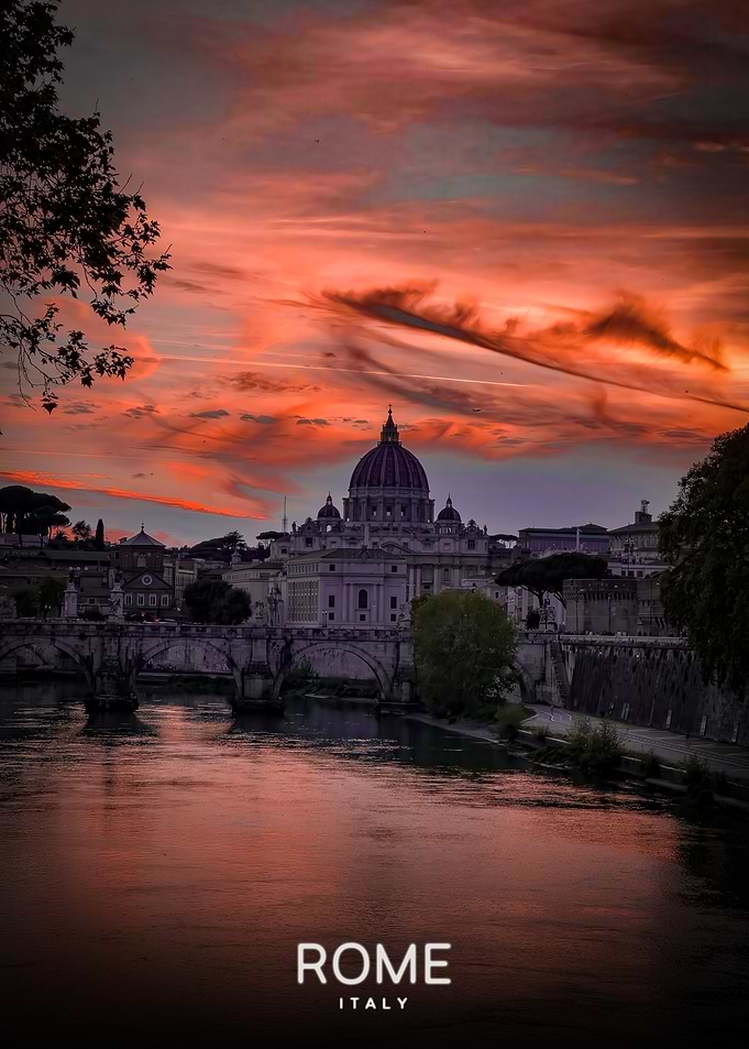 Rome cityscape at sunset