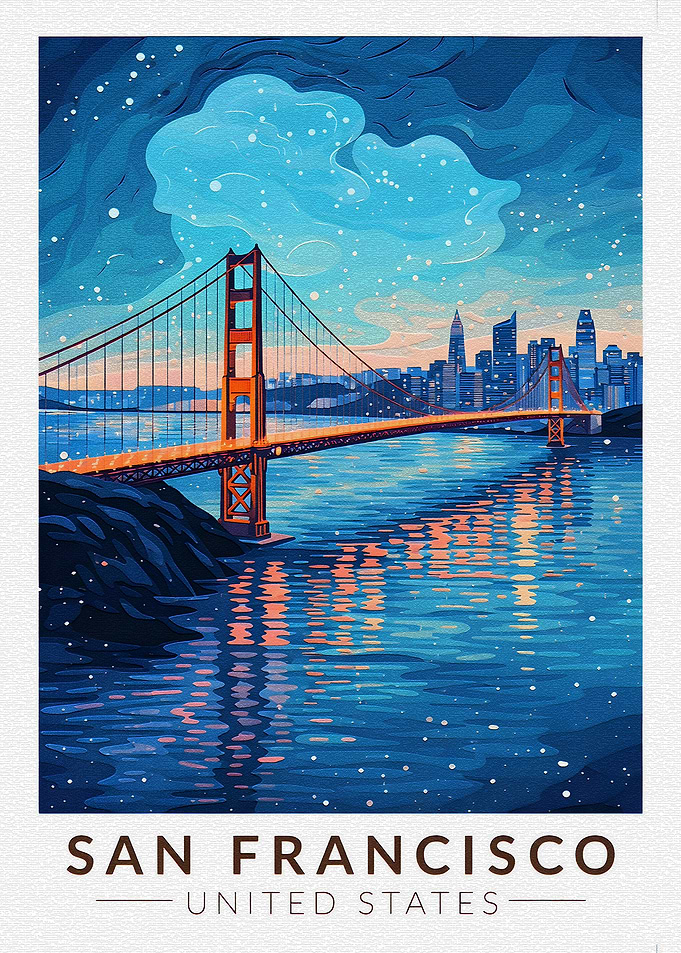 San Francisco Golden Gate Bridge at Night