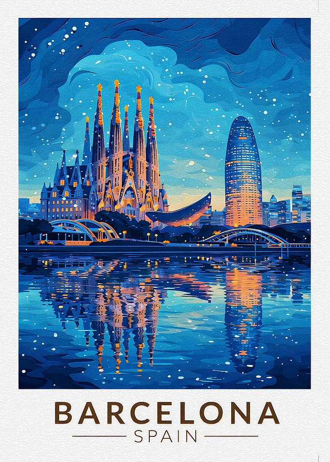 Barcelona Skyline at Night
