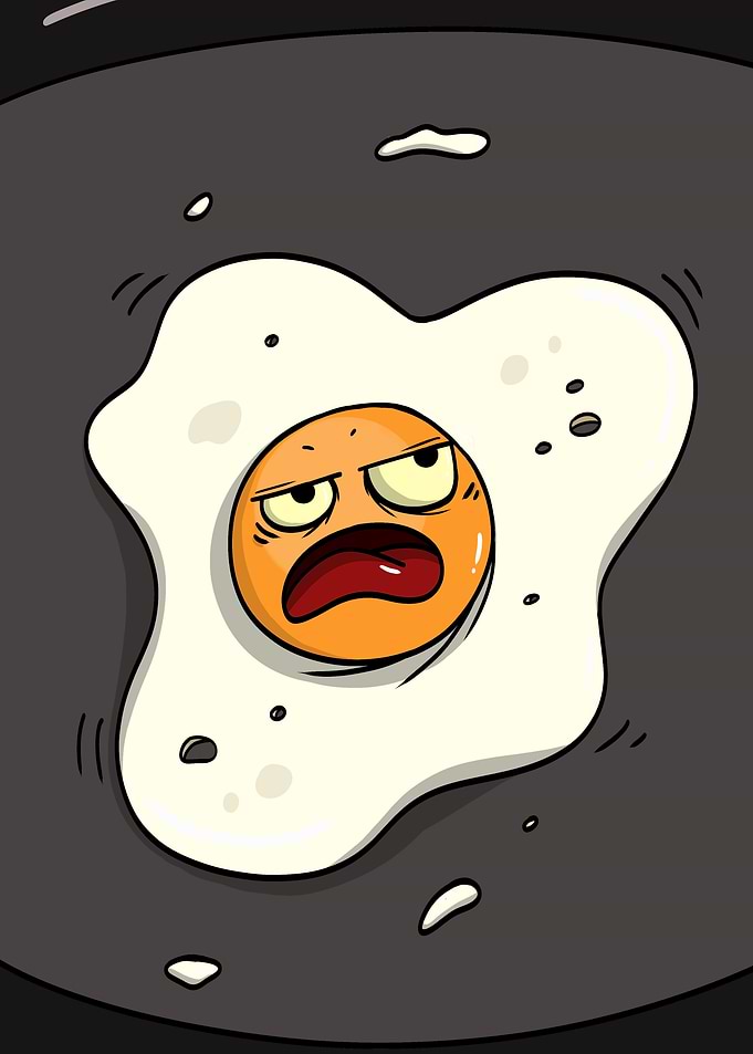 Scared Fried Egg in a Pan