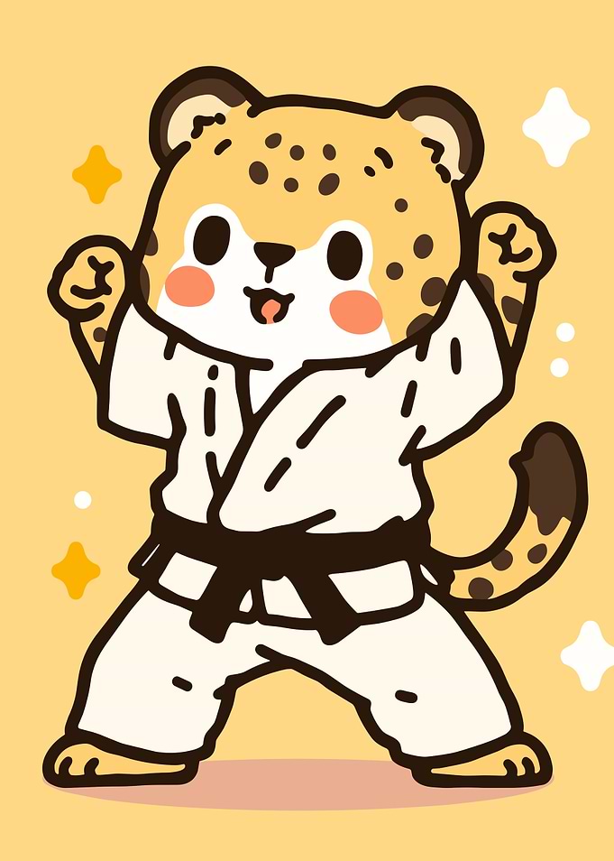 Cute Leopard Karateka