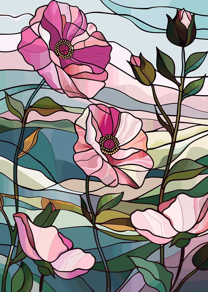 Stained Glass Floral Art