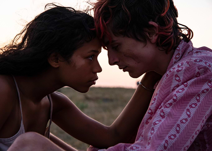 Intimate moment between two young people