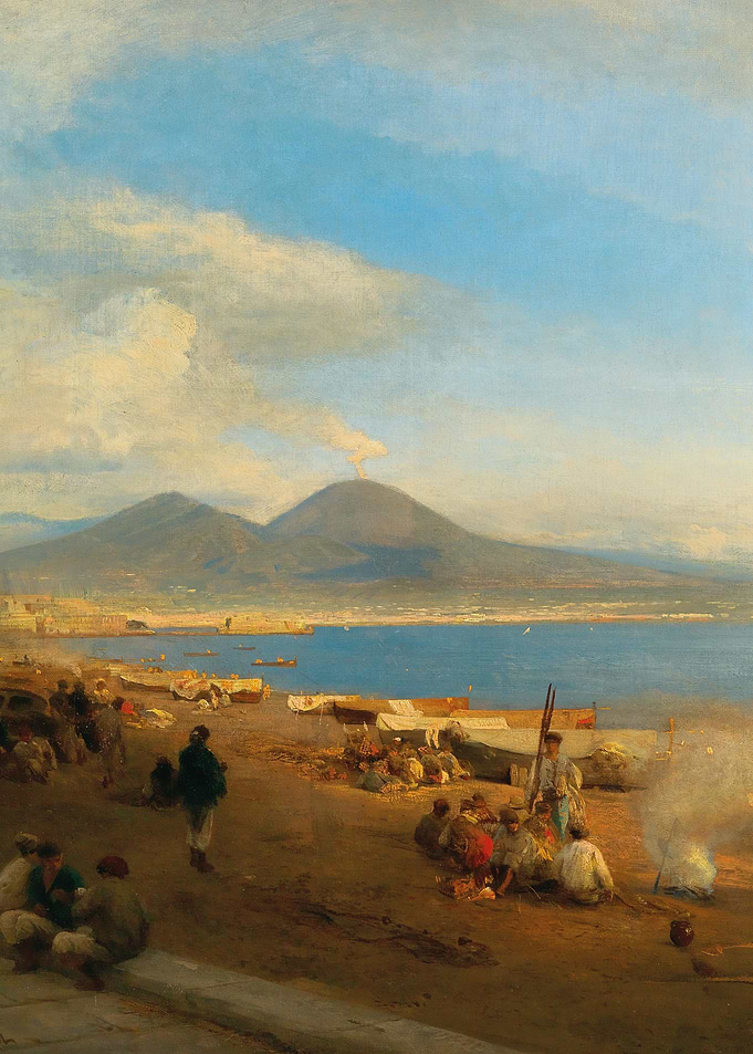 Vesuvius Erupting Over Naples Bay