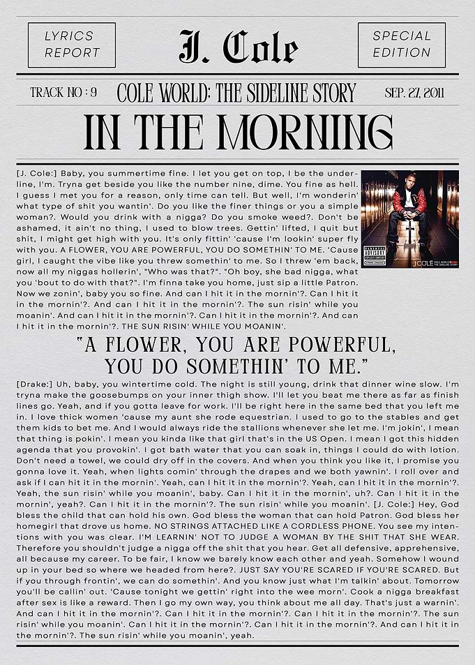 J. Cole 'In The Morning' Newspaper Style