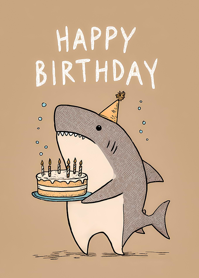 Happy Birthday Shark with Cake