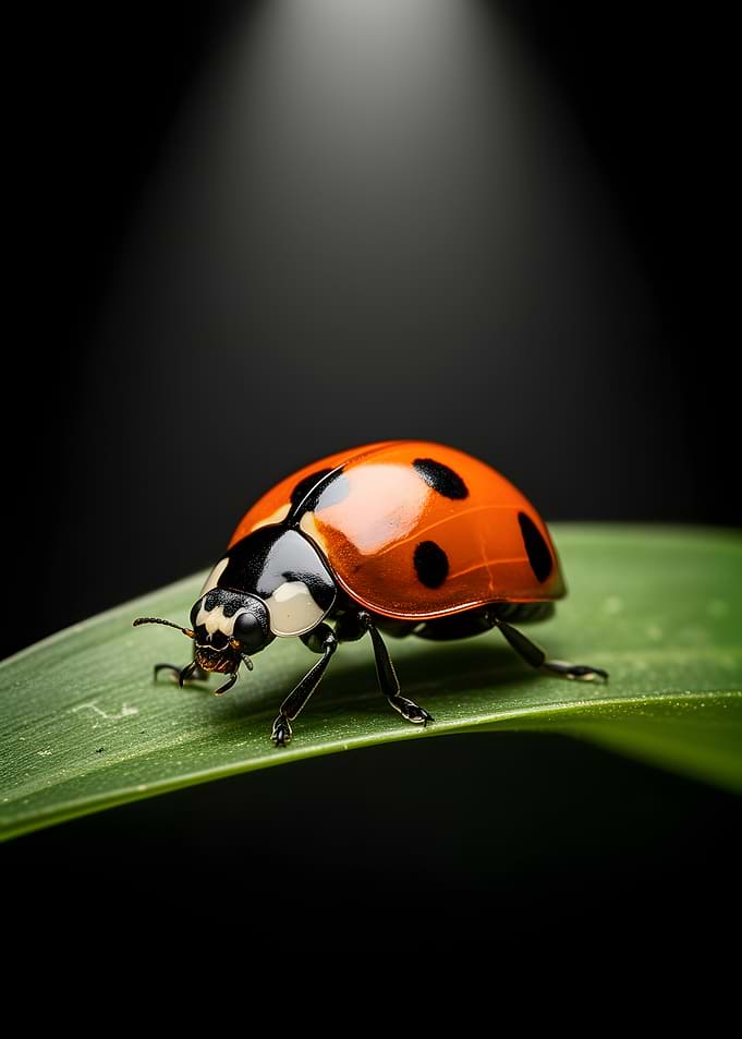 Ladybug on a green leaf