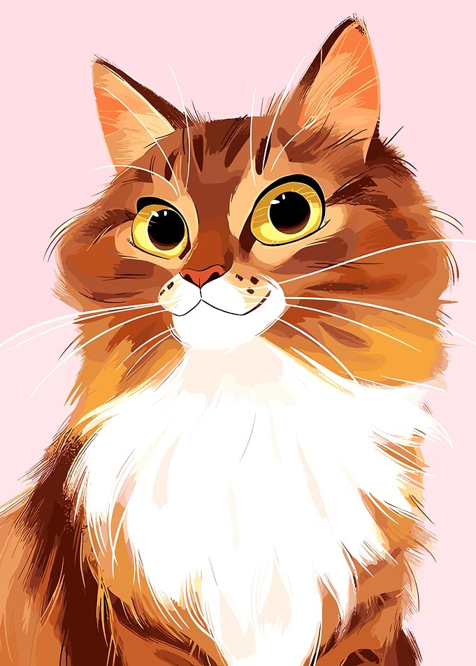 Cute Fluffy Cat Portrait