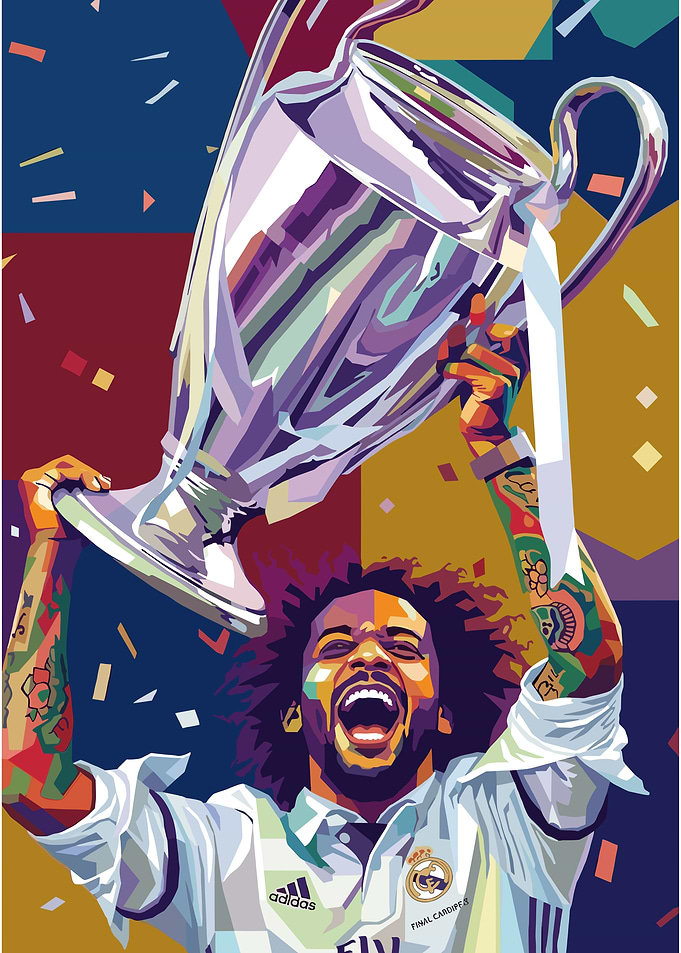 Football Player Holding Trophy