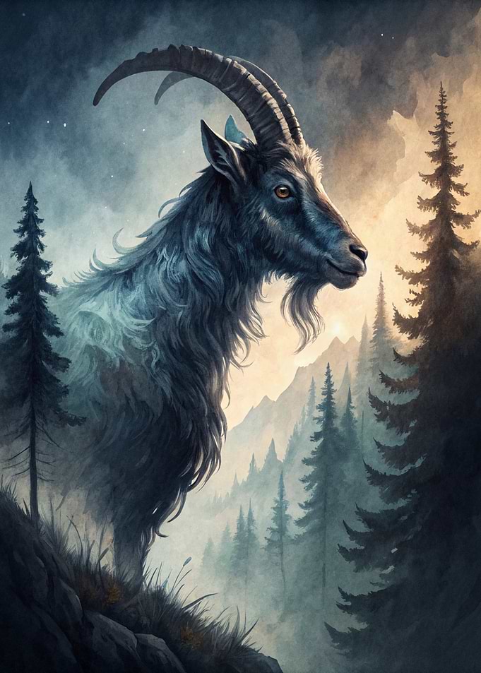 Majestic Ibex in Misty Mountains