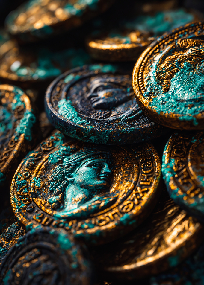 Ancient gold turquoise Greek coins