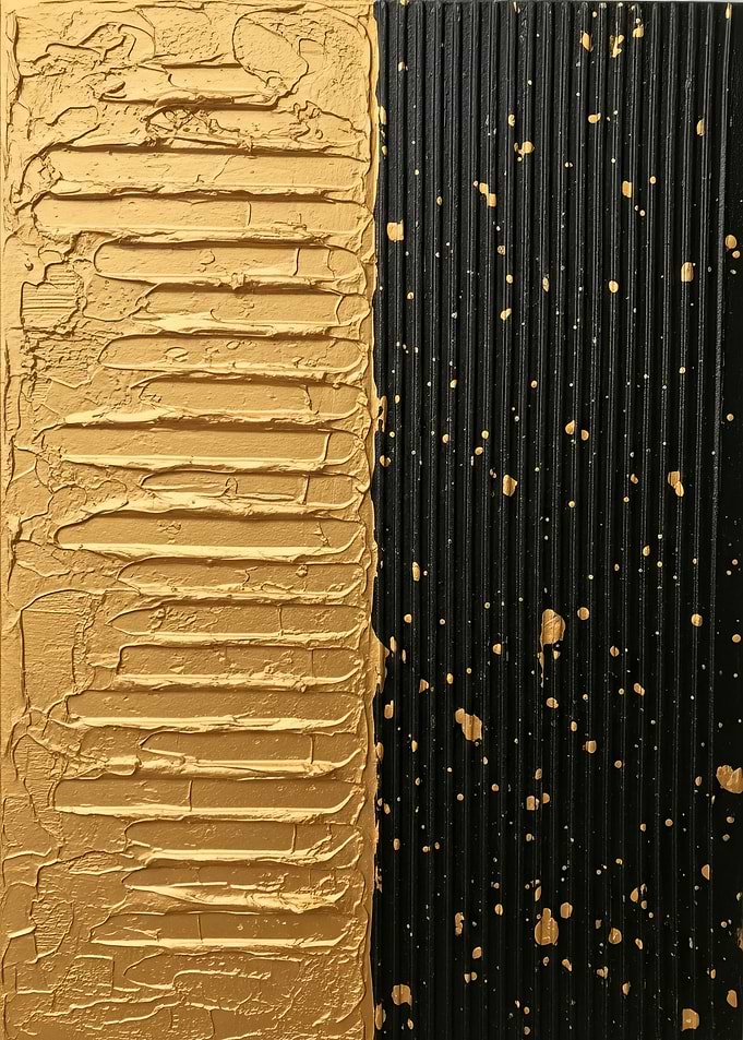 Textured Gold and Black Abstract Art