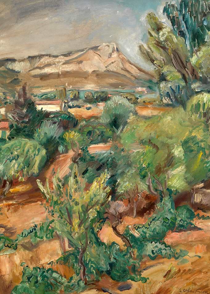Impressionist Landscape with Mountain and Trees