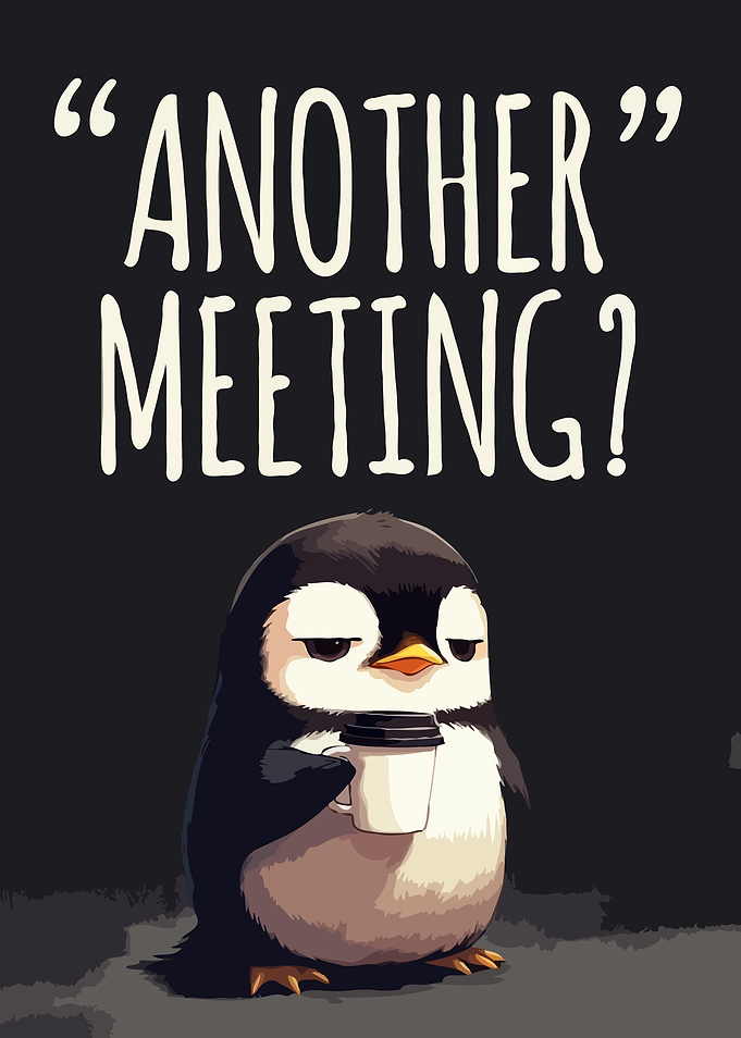 Tired Penguin With Coffee