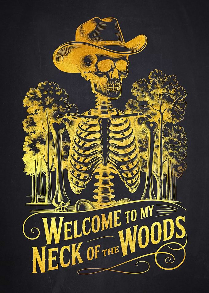 Skeleton Cowboy in the Woods
