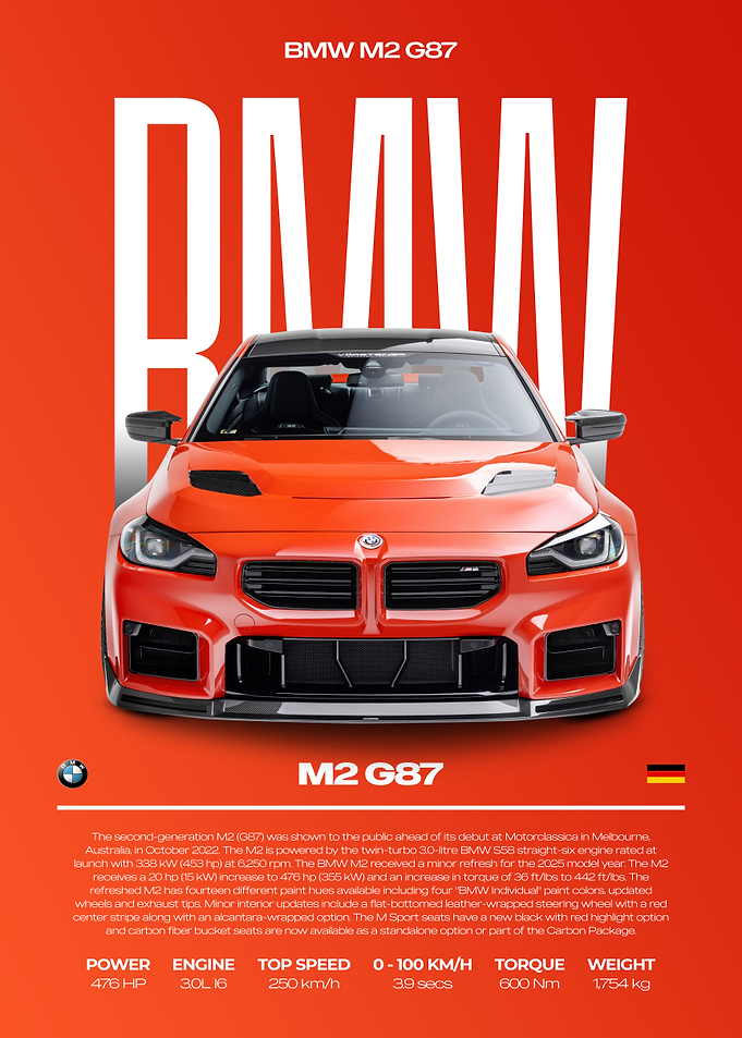 BMW M2 G87 Car Poster