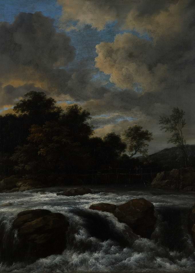 Dramatic Waterfall and Stormy Sky