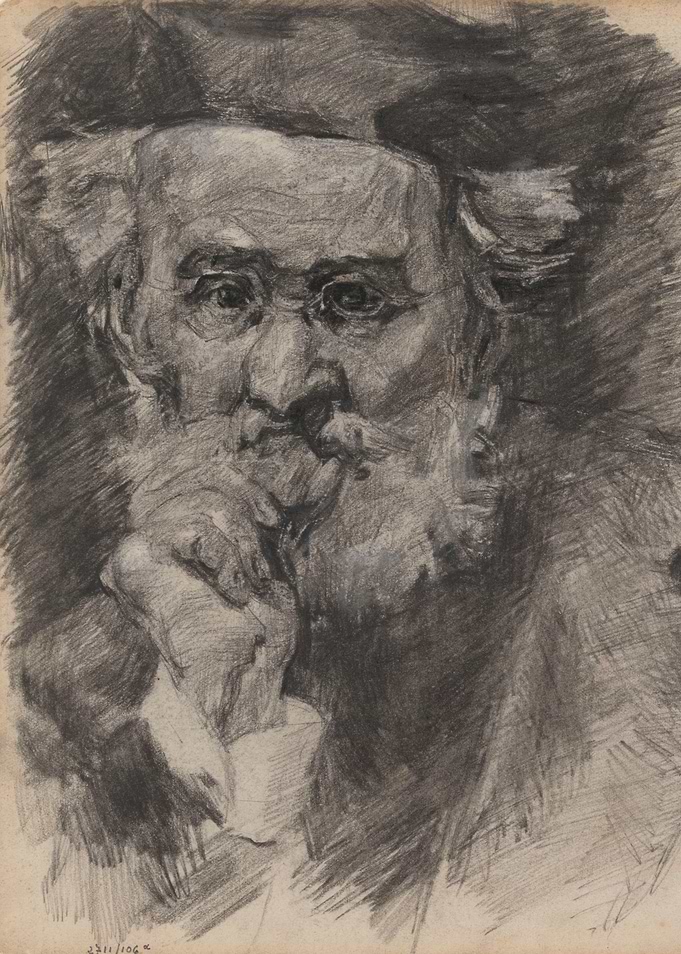 Sketch of an old man with a beard