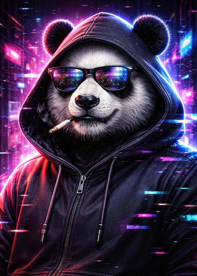 Meme Absurd Panda in Hoodie with Sunglasses