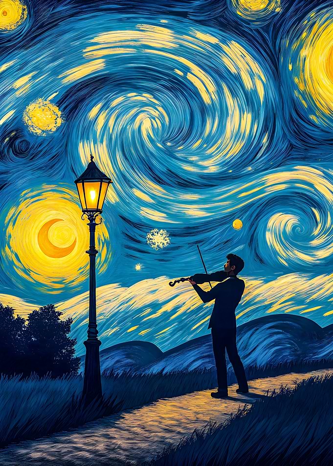 Cosmic Strings A Violin Recital Under the Starry Sky