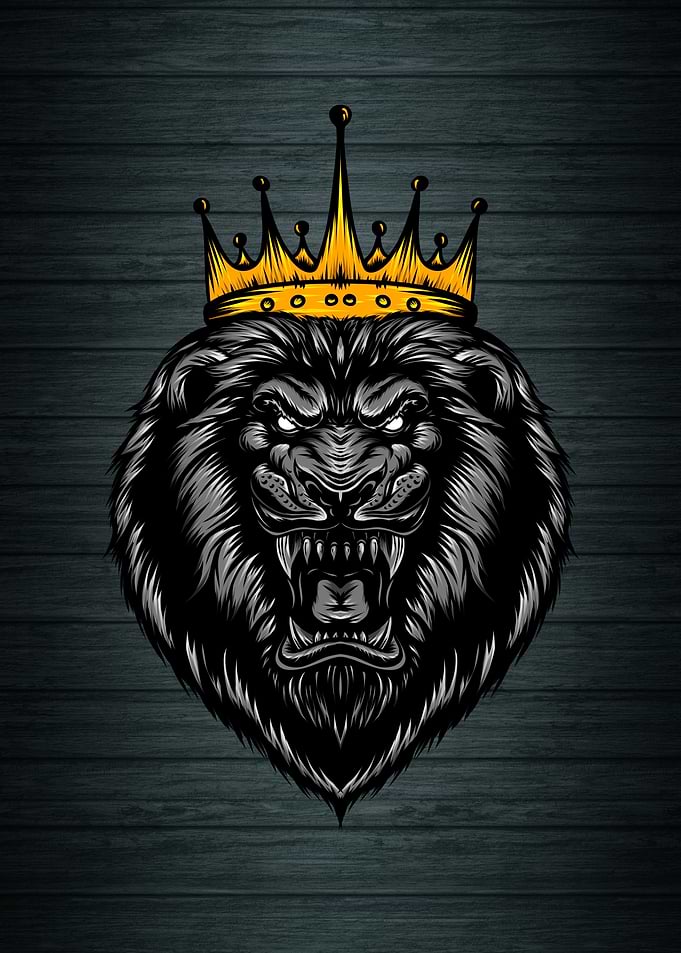 Lion King Crown Roaring Dark Wood