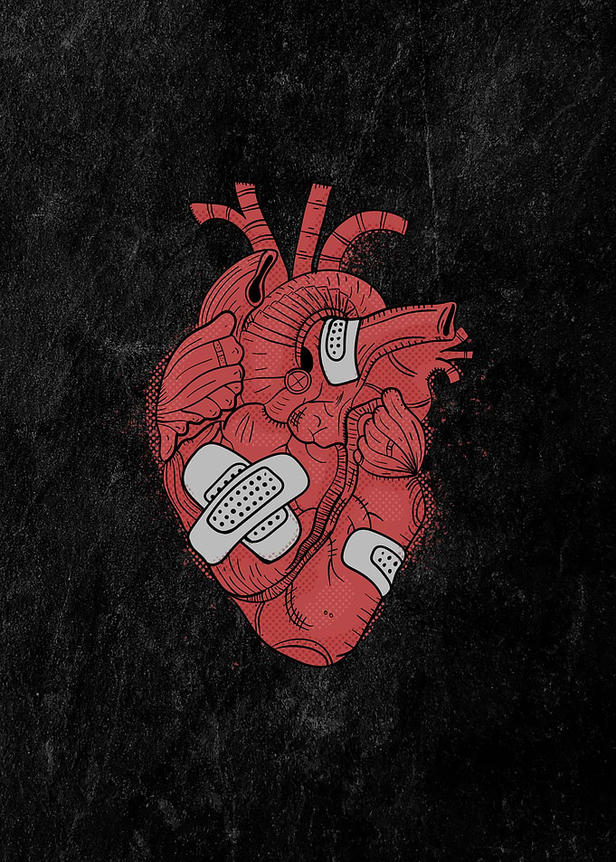 Anatomical Heart with Band-Aids