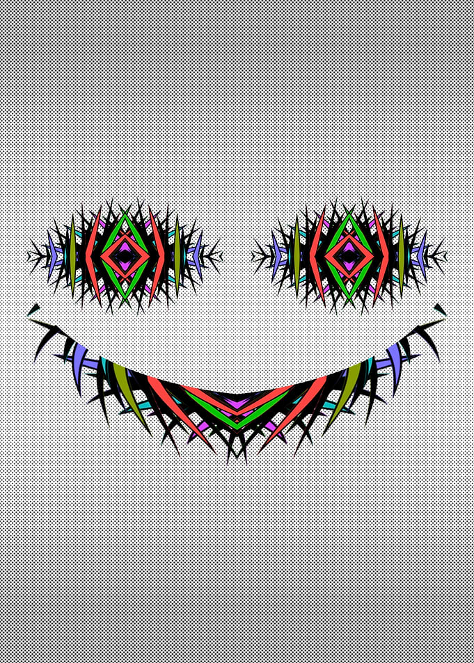Abstract Spiky Smiley Face