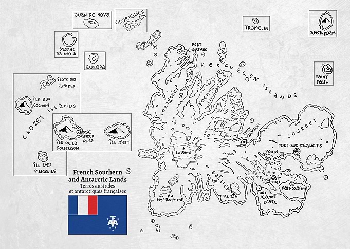 Map of French Southern and Antarctic Lands