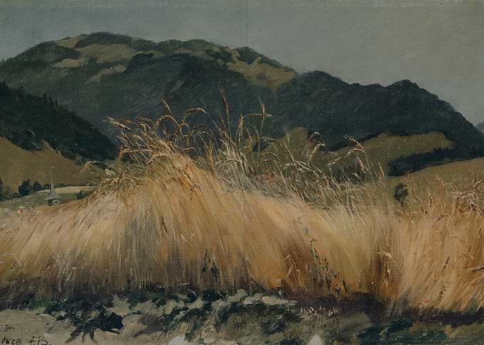 Wheat Field with Mountains
