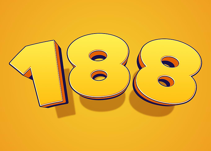 Yellow 3D Numbers 188