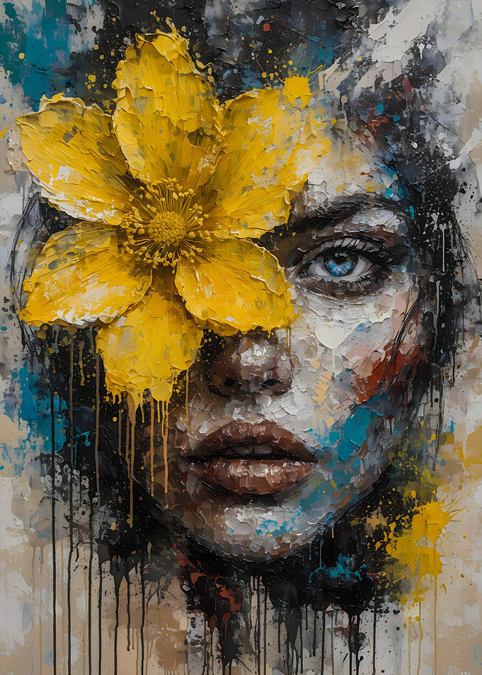 Golden Bloom The Face Behind the Flower’s Radiance