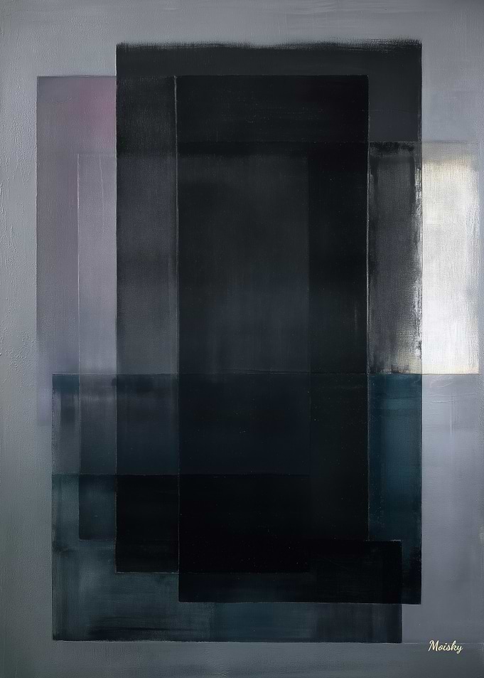 Midnight Slate Color Field Abstract Painting