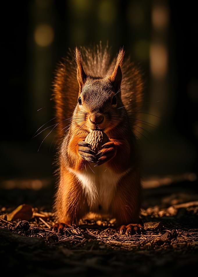 Red Squirrel Holding a Nut