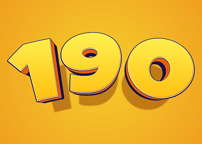 Yellow 3D Numbers 190