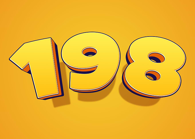 Yellow 3D Numbers 198