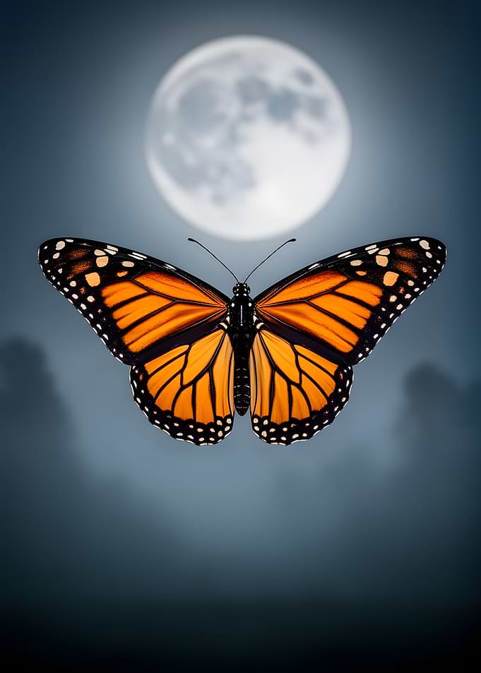 Monarch Butterfly and Moon