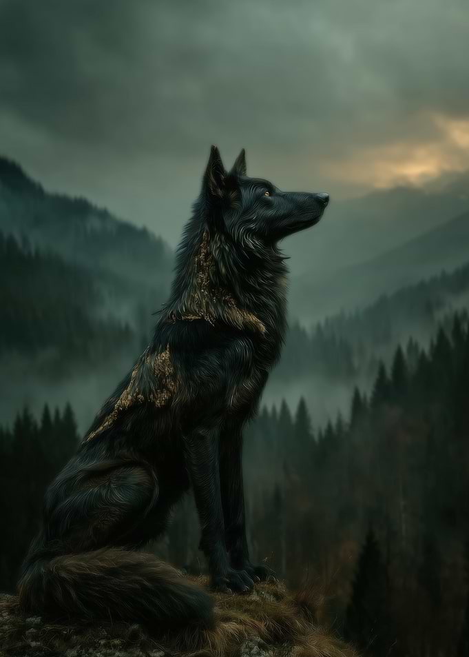 Majestic Wolf in Misty Mountains