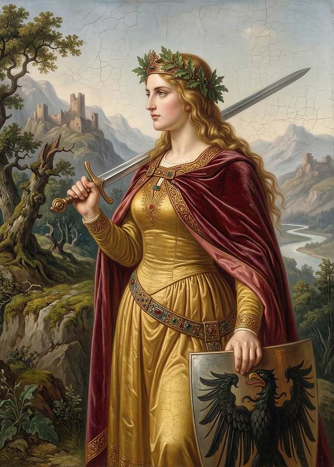 Warrior Woman with Sword and Shield
