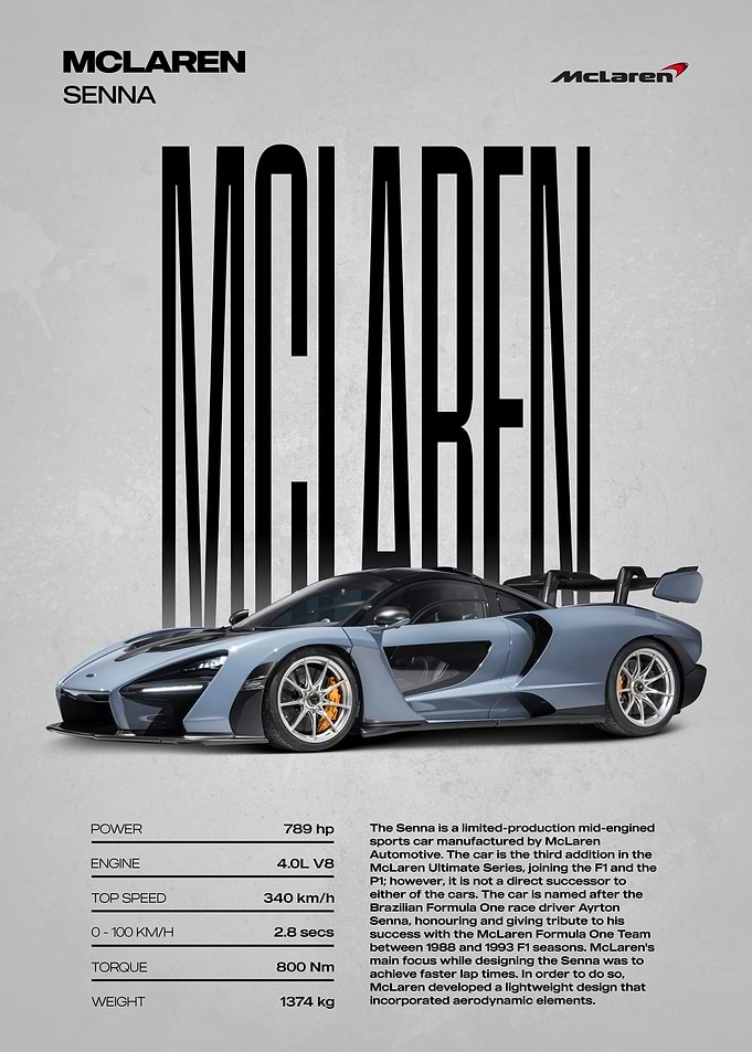 McLaren Senna Supercar Poster