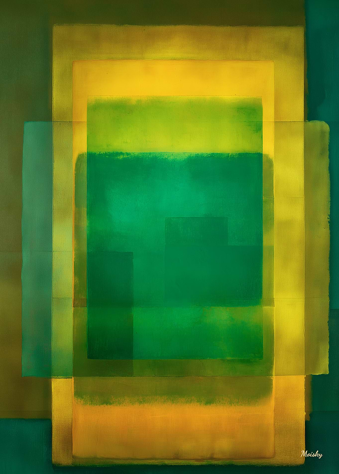 Emerald Gold Color Field Abstract Painting