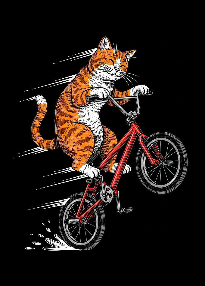 Cat Riding a BMX Bike