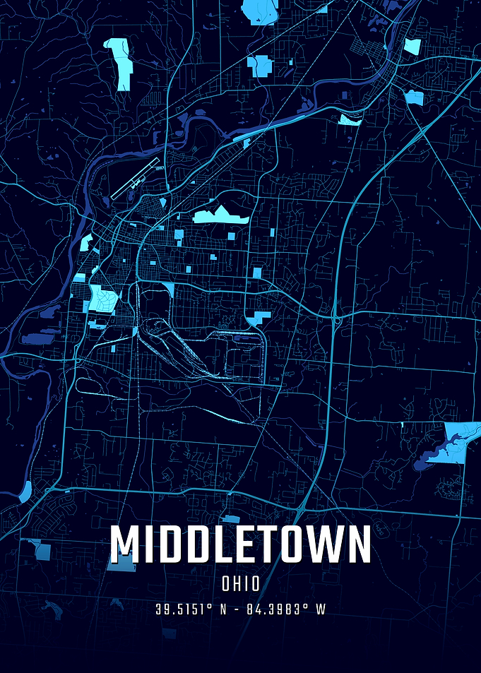 Middletown Ohio Midnight City Map
