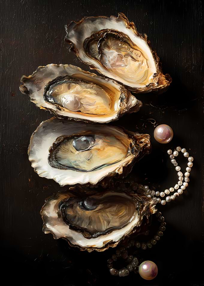 Oysters and Pearls Still Life