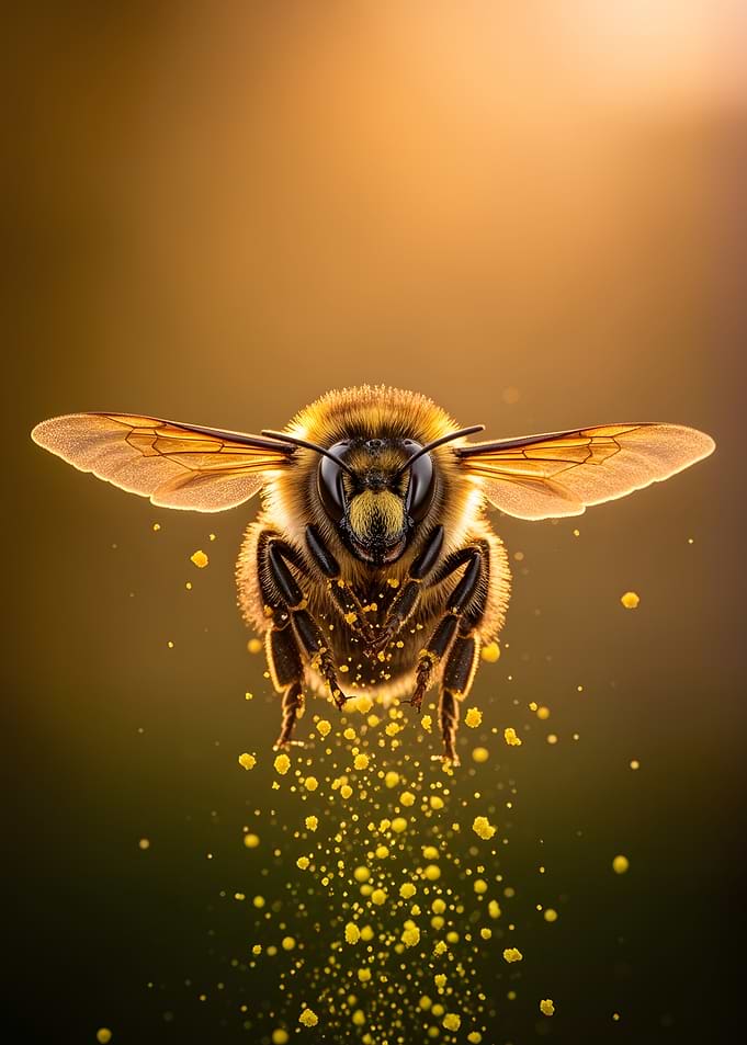 Close-up of a bee with pollen
