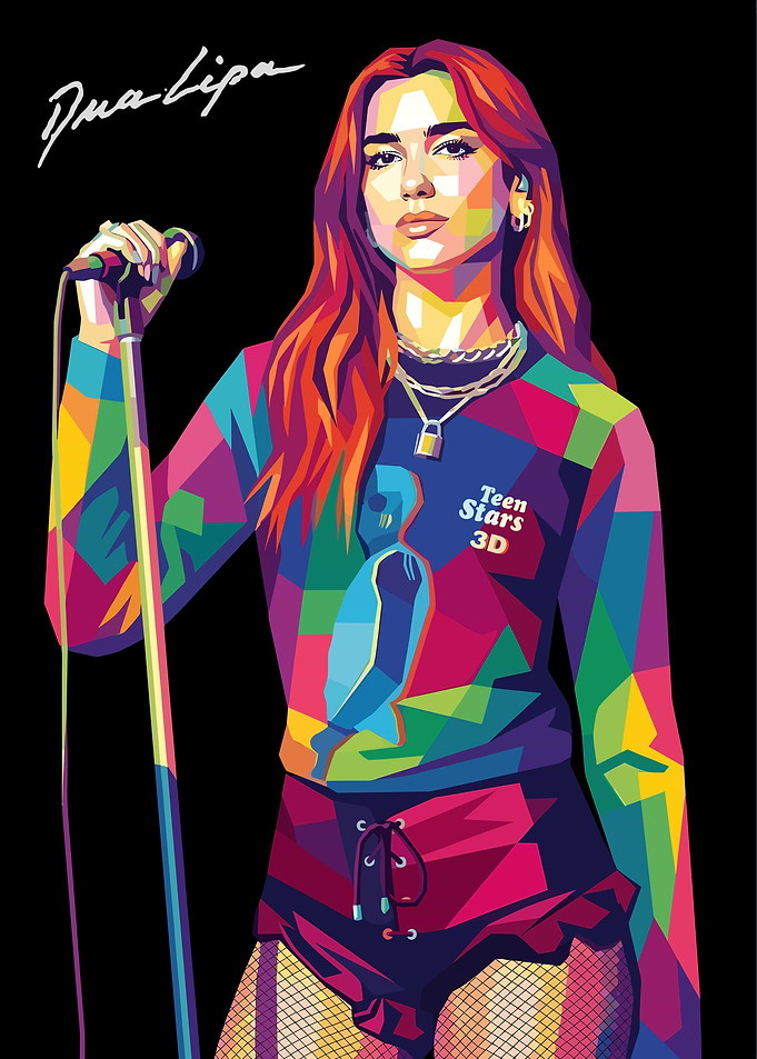 Dua Lipa Face Pop Art Portrait