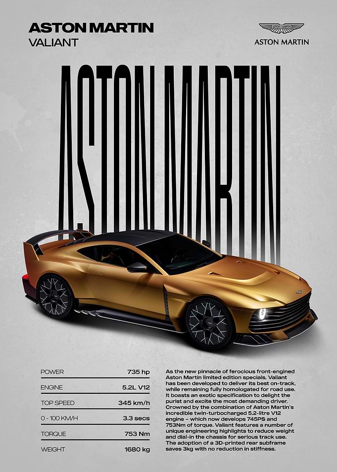 Aston Martin Valiant Car Poster