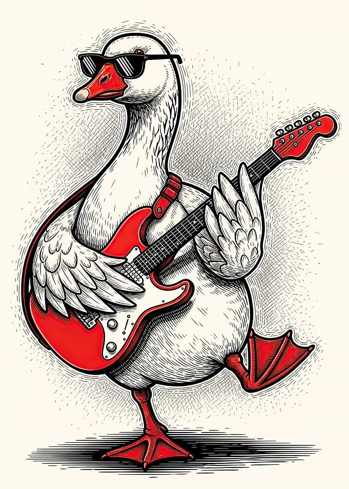 Rockstar Duck Playing Guitar